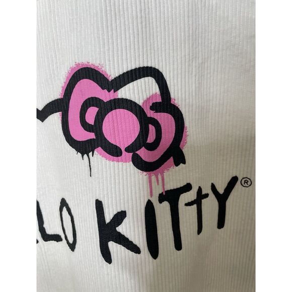 Hello Kitty Size L Corduroy Button Shirt Shacket Wide Wale White Forever 21 - Picture 6 of 9